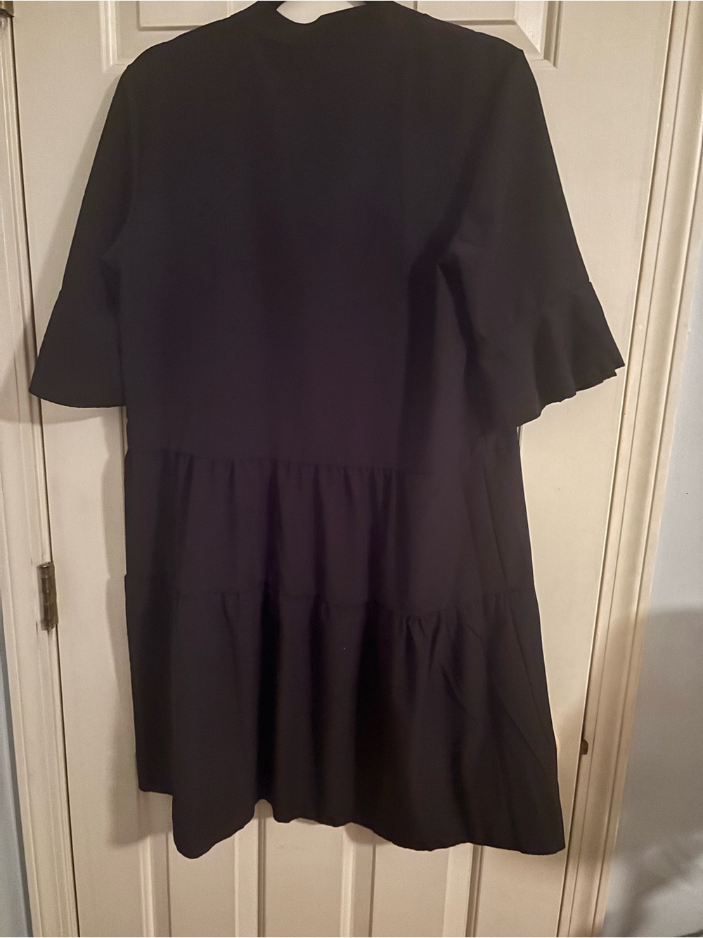 Black Tiered Short Sleeve Dress